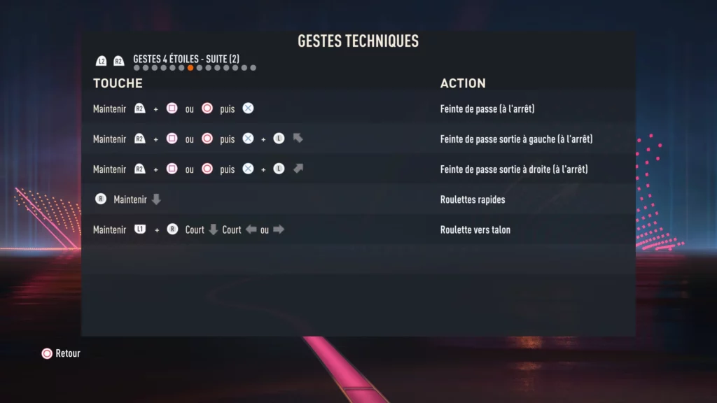 liste gestes techniques fifa 23 4 étoiles